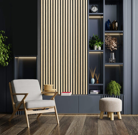 Acoustic Wood Panels 244x60 cm Harmony Basic - Ash - HomeHarmony.eu
